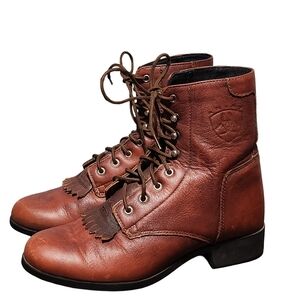 Ariat Brown Leather Lace-Up Ankle Boots